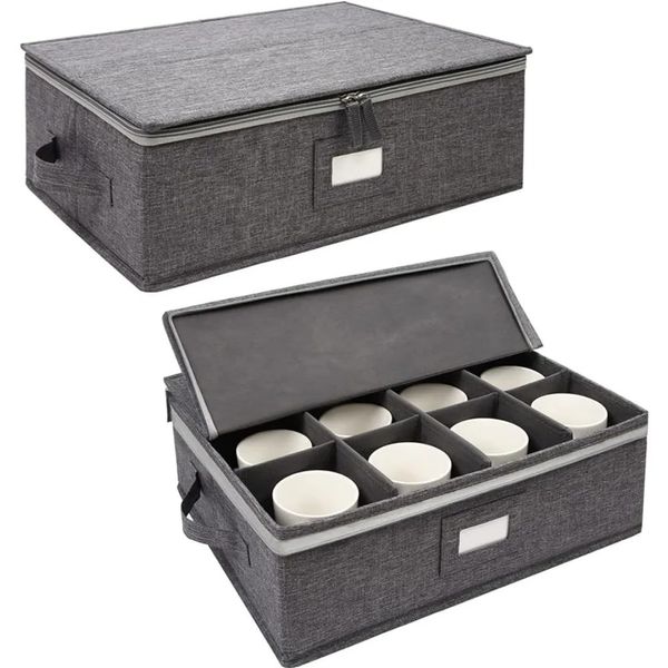 Recipientes de caixa de armazenamento de copos e canecas comportam 12 canecas de café, xícaras de chá com alças de tampa, 2 pacotes 240125