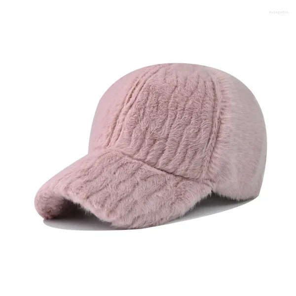 Bola bonés moda inverno à prova de vento lã de cordeiro boné de beisebol para homens grosso rosa marrom mulheres chapéus cor sólida streetwear camionista chapéu gorras