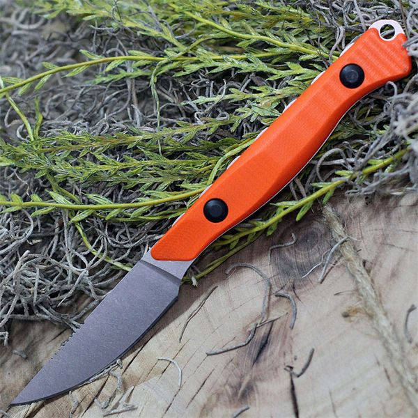 Commercio all'ingrosso BM 15700 Flyway Coltello a lama fissa Coltello dritto stonewashed Indietro / Arancione G10 Maniglie Strumenti di sopravvivenza tattici esterni BM 15002 15600 15006 15017 3300