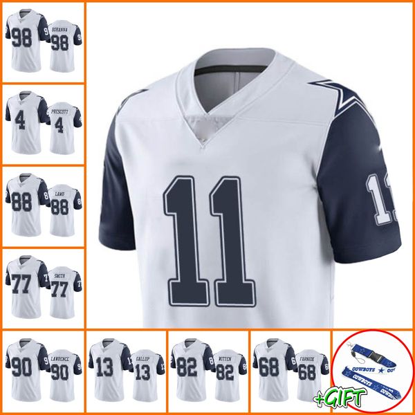 Atacado Personalizado Futebol Jerseys Homens 4 Dak Prescott Dallas''Cowboys''11 Micah Parsons 88 Ceedee Lamb 90 Demarcus Lawrence Mulheres Juventude Cor Branca Rush Jersey