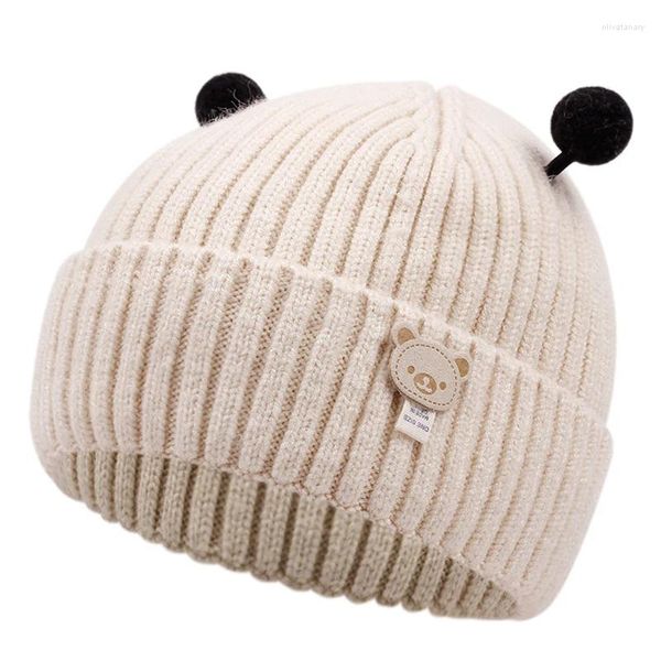 Berets bonito malha algodão bebê chapéu outono inverno quente infantil gorro boné coreano cor sólida bonnet desenhos animados criança menino menina gorros macios