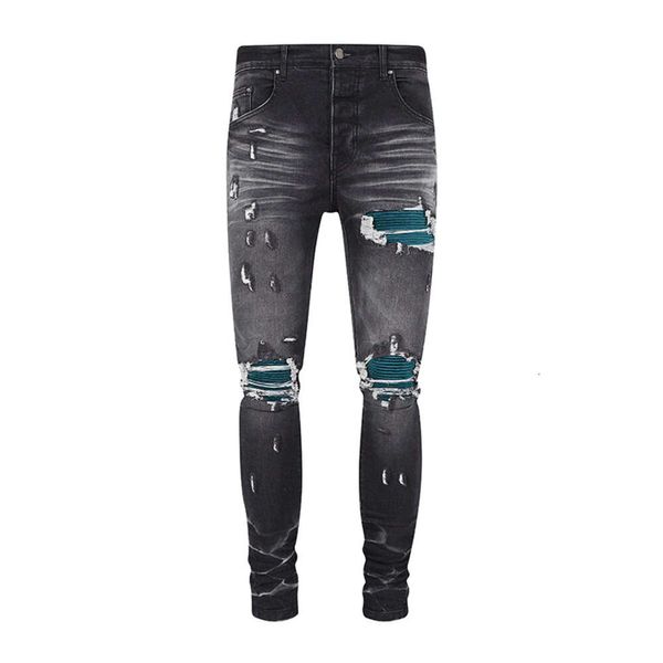 2023 früh Herbst Neue männer Tragen Serie Blended Micro Elastische Loch Patch Enge Jeans