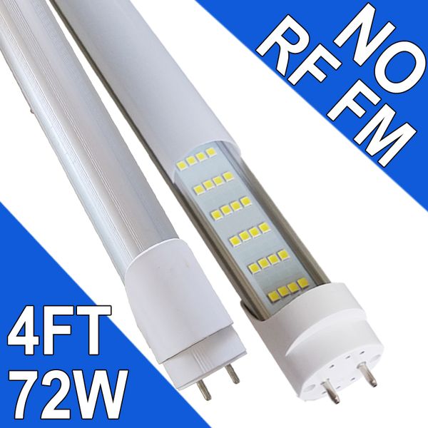 Tubo luminoso LED T8 T10 T12 da 4 piedi - Sostituzione tubo fluorescente LED da 72 W da 48 pollici, driver RM NO-RF equivalenti a 120 W, 7200 Lm, bypass ballast, base G13 a due pin usastock