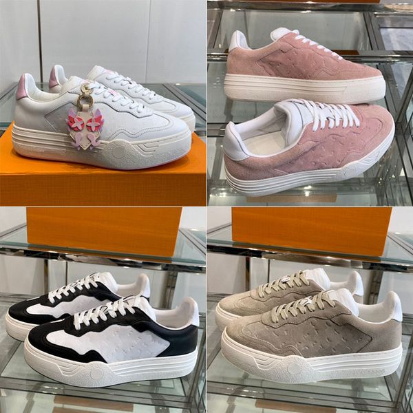 Discovery-Sneaker für Damen, Obermaterial aus geprägtem Leder, Time Out-Plateauschuhe, stromlinienförmiges Design, leichte Boardschuhe mit Gummi-Außensohle