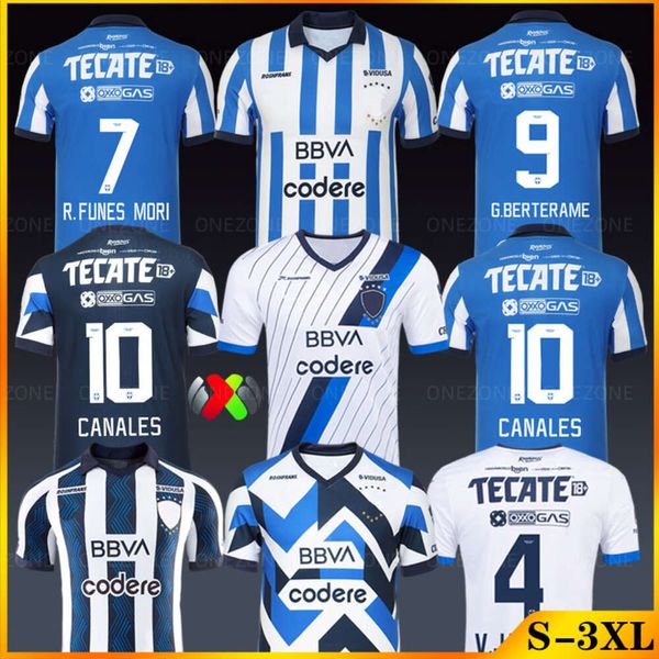 Liga MX 23 24 Camiseta Monterrey Sergio Canales Jesus Corona Luis Romo Victor Guzman Alemão Berterame Meza Rogelio Funes Mori Camisas de futebol Kit de futebol infantil