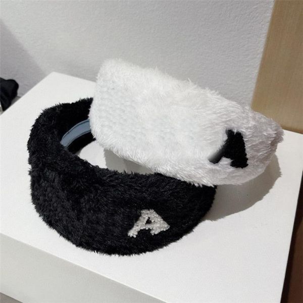 Chic fasce per capelli in peluche Autunno Inverno Cerchio per capelli di agnello Versatile accessorio per gioielli con copricapo peloso a tesa larga2247