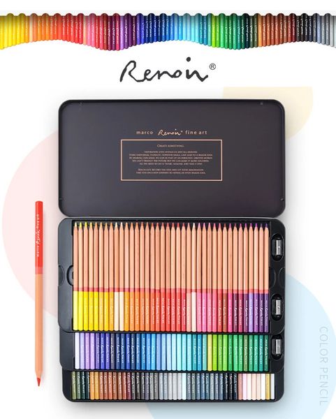 Marco Renoir 24/36/48/72/100/120 Renkler Yağ Renkli Kalem Suyu Eskiz İçin Çözünür Renkli Kalemler Boyama Öğrenci Sanat Malzemeleri 240123