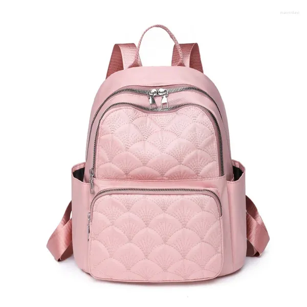 Schultaschen Damen Rucksack Embroid Casual Reiserucksack Einfache süße einfarbige Umhängetasche Hochwertiges Nylontuch Racksack Mochilas