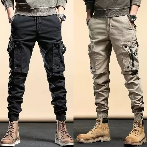 Камуфляжные темно-синие брюки, мужские шаровары Y2k, тактические военные брюки-карго для мужчин, Techwear, высококачественные уличные брюки в стиле хип-хоп, рабочие штабелированные брюки 240126