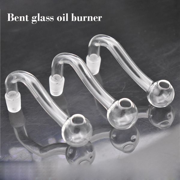 Tubos de queimador de óleo de vidro curvado Adaptador de tubos de vidro curvado 10mm 14mm 18mm Masculino Feminino Pyrex Queimador de óleo de vidro Bubbler para tubos de água Bong Acessórios