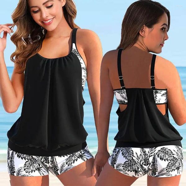 Roupa de banho feminina praia maiô respirável conjunto de biquíni pulôver natação moda secagem rápida topo shorts