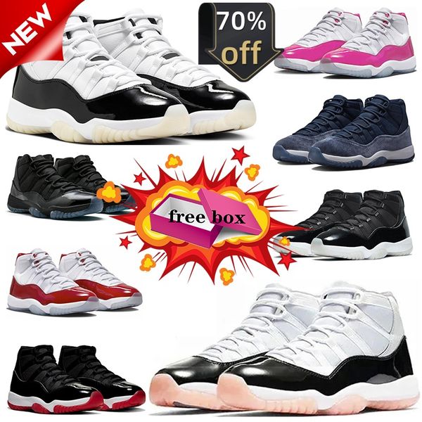 2024 mit Box 11 11s Basketballschuhe Gratitude Cherry Cool Grey Pink Neapolitan Midnight Navy DMP Grey Herren Trainer Damen Sneakers Sport