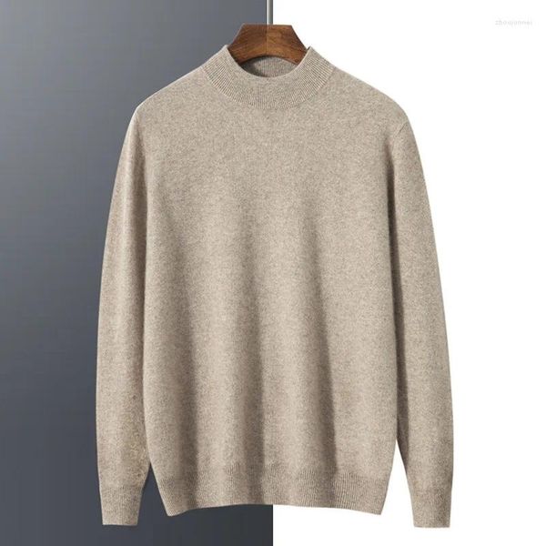 Maglioni da uomo Mezzo dolcevita Maglione di cashmere 100 Puro autunno e inverno 12 pin Manica lunga Top Bottoming Shi