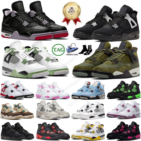 Nuovi Uomini Donne Scarpe da basket 4s Designer Jumpman 4 Black Cat Giallo Thunder Canyon Viola Rosso Cemento University Blue Runner Frozen Moments Scarpe da ginnastica Big Size 13