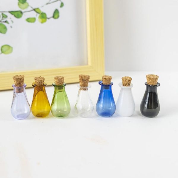 Flaschen Mini-Glaskolben, niedliche kleine Vase mit Korken, kleines DIY-Geschenk, kleine Gläser, Fläschchen, Mischung in 7 Farben