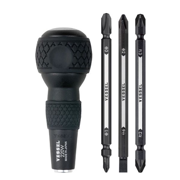 Conjunto de chave de fenda VESSEL Ball Grip com pontas de reposição Ferramentas japonesas No220W270BW Série 240123