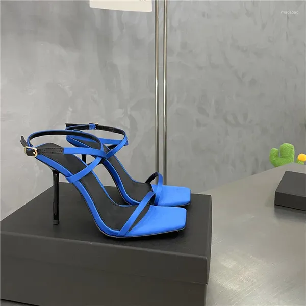 Sandals Strap Combination Design Ladies High Heel Square Toe Stiletto Fashion Party