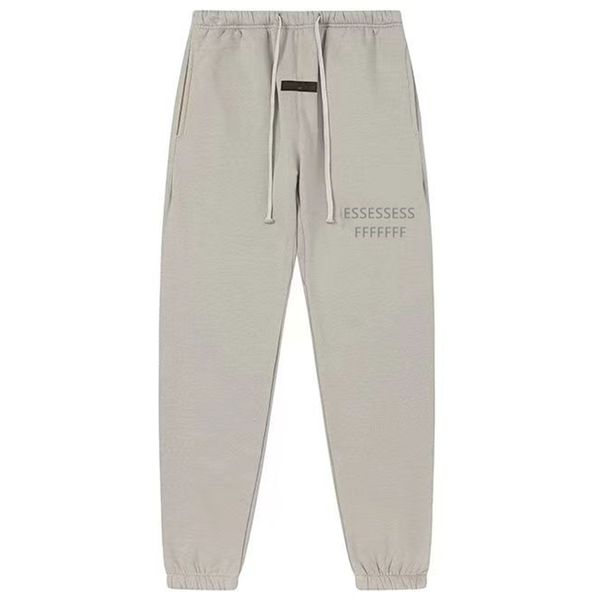 Calças masculinas Essentialspants Polar Fleece Sweatpants Linha dupla Calças com cordão Casal Calças Hip Hop com bolsos de costura lateral Light Aveia Loose High Street Calças casuais