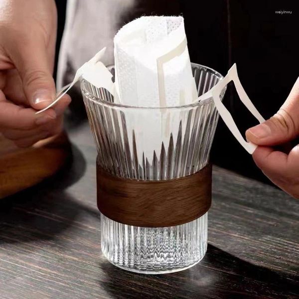 Bicchieri da vino Tazza da tè e caffè in vetro trasparente ad alto contenuto di borosilicato dal design a strisce da 310 ml