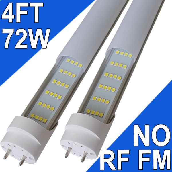 4FT 72W T8 LED tubo luz branca luz do dia 6500k 4' lâmpadas LED garagem armazém loja luz lastro bypass G13 base T10 T12 lâmpada fluorescente substituição AC100-277V usastock