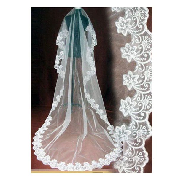 Véu de noiva de casamento, 3 metros e 5 metros de comprimento, uma camada, marfim, branco, elegante, acessórios de casamento, velos de novia, voile de mariee 240123