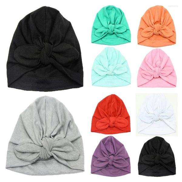 Berets 2 Packungen Baby Kleinkind Junge Mädchen Stil Solide Turban Hut Haar Kopf Wrap Cap HATYS0048A