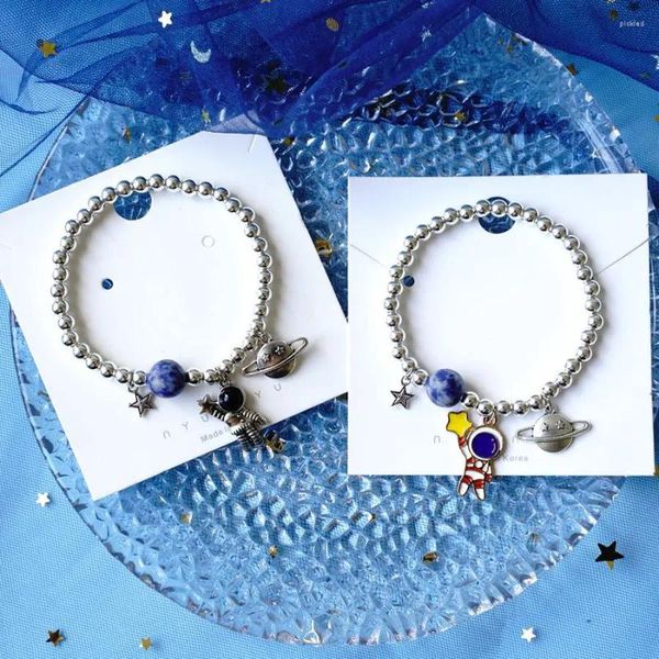 Braccialetti con ciondoli Bracciale con perline per astronauti della terra blu Ins Coppia Uomini e donne all'ingrosso Amici #YXS53