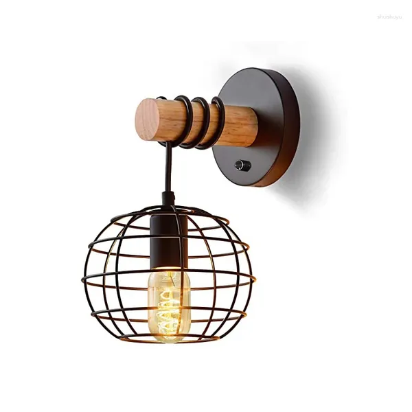 Wandlamp Nordic Retro Loft LED Licht Vintage Ijzeren Kooi Lampenkap Industriële Lampen E27 Verlichting Modern Home Decor Verlichtingsarmatuur