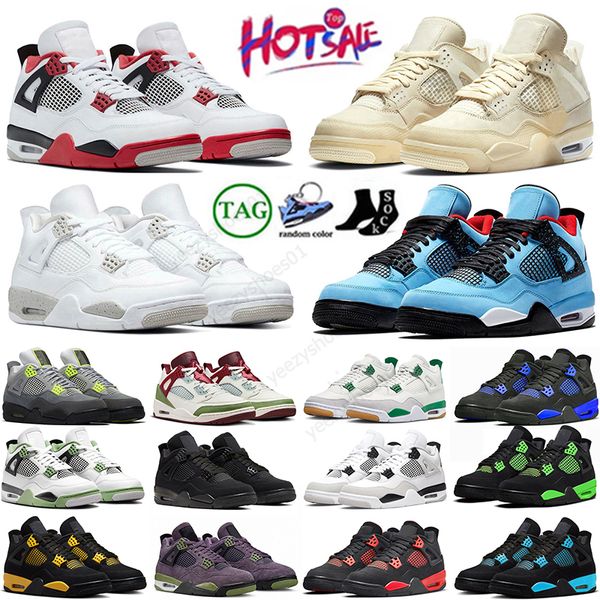 UOMINO DONNE JUMPMAN 4 Basketball Shoe 4S Schiuma rosa Black Cat Thunder Red Cement University Blue Frozen Moments Cactus Jack Trainer Runner Athletic Sneakers