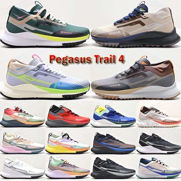 Top React Pegasus Trail 4 GTX Scarpe da corsa per uomo Donna Scarpe da ginnastica Designer Noble Green Picante Rosso Khaki Wolf Grey Volt Pearl Pink Outdoor Sneakers Taglia 36-45