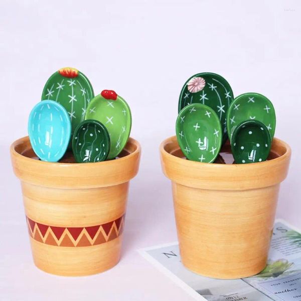 Strumenti di misurazione 1 set di deliziosi cucchiai a forma di cactus, gadget da cucina per alimenti in ceramica multifunzionale in scala trasparente