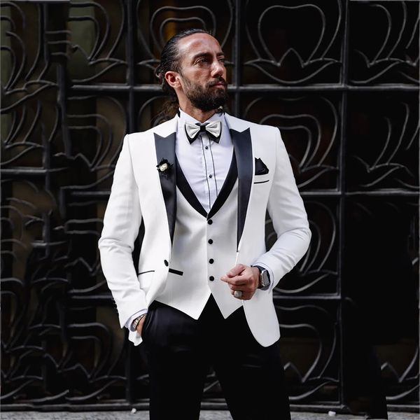 2023 moda ternos de casamento para homens 3 peças formal elegante ternos masculinos noivo tuexdos blazervestpants traje homme mariage 240125