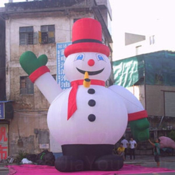 Рождественский снеговик на заказ, 6 м, 20 футов, украшение, надувной снеговик, лежащий стоя, украшение, воздушный шар, зимний персонаж, лежащий в красной шапке 002
