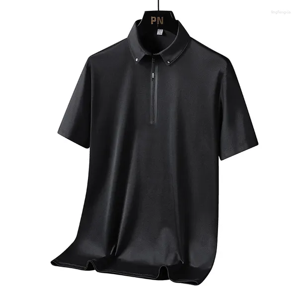 Polos masculinos casuais 2024 verão manga curta sólido preto azul camisa polo marca roupas de moda para homem oversize 4xl 5xl
