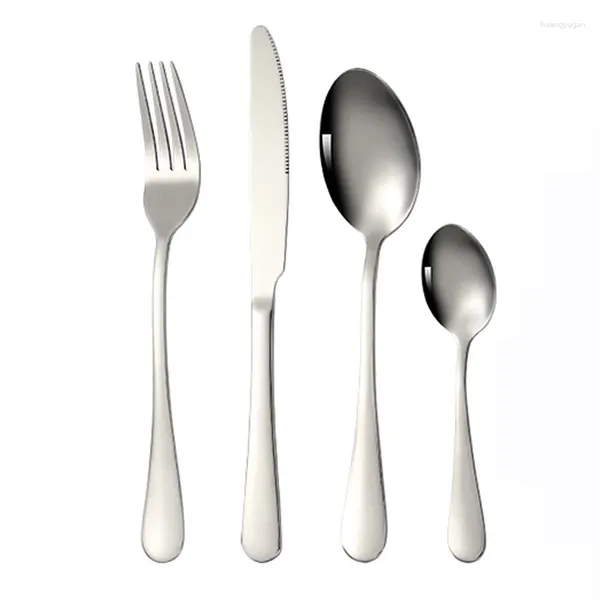 Set di stoviglie Set di posate in acciaio inossidabile da 24 pezzi Servizio di utensili da cucina per 6 posate lavabili in lavastoviglie Finitura