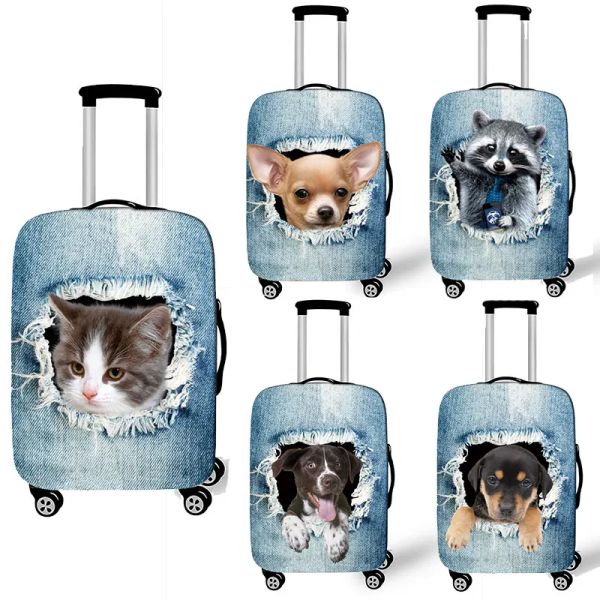 Carrier Lovely Cowboy Cat / Dog Stampa Copertura per bagagli Trolley da 1832 pollici Borsa Valigia Coperture protettive per accessori da viaggio