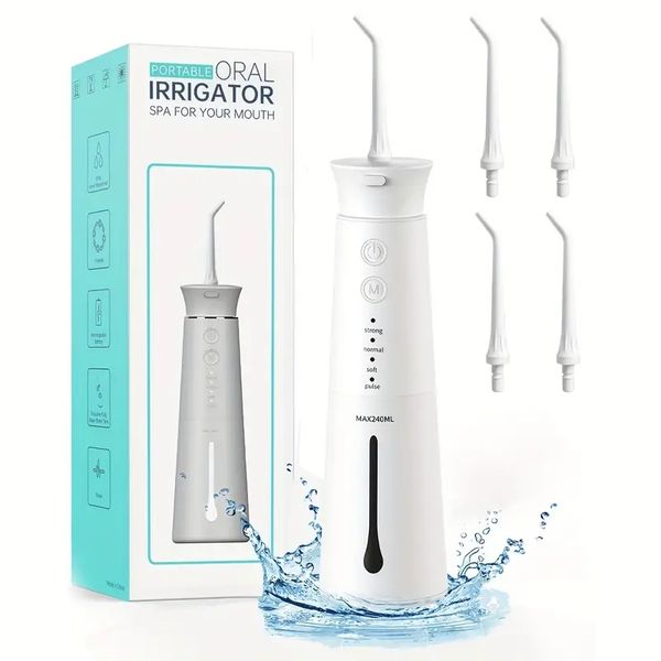 Wasser-Dental-Flosser, kabellos, für die Zahnreinigung, tragbare wiederaufladbare Munddusche, IPX8 wasserdichte Wasser-Flosser für Zuhause, Reisen