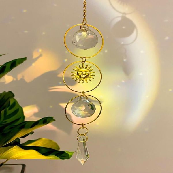 Chaveiros Celestial Moon Sun Catcher Crystal Rainbow Maker Janela DIY Home Boho Room Wall Decor Chandelier Prismas Witchy Catch245q