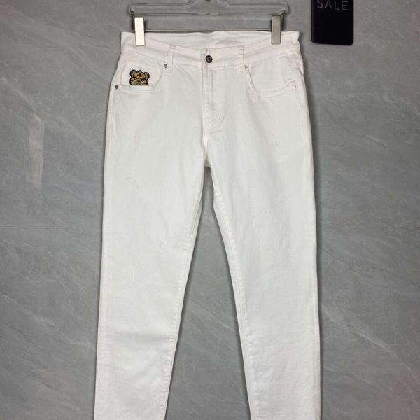 Homens Jeans Designer Jeans Mens Moda Moda Branco Puro Pequeno Tigre Letras Bordadas Calças Gráficas Casual Solto Slim Simples Calças Retas