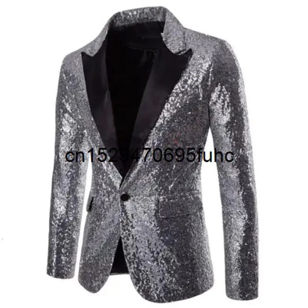 Giacca da uomo con paillettes Disegni Plus Size 2XL Giacca da abito con paillettes dorate in velluto nero DJ Club Stage Party Abiti da sposa 240126