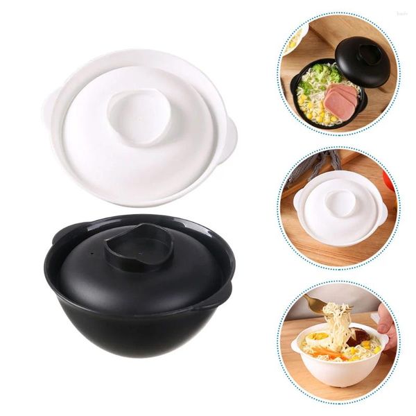 Set di stoviglie 2 pezzi Ciotola per microonde Porta riso Insalata Ramen Comode ciotole per zuppa con coperchio per noodle