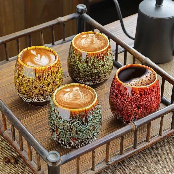 Caffettiere Smalto colorato Bottiglia scaldamani in ceramica Tazza per caffè espresso Tazze da tè per uso domestico Pancia grande Set turco Latte 170 ml