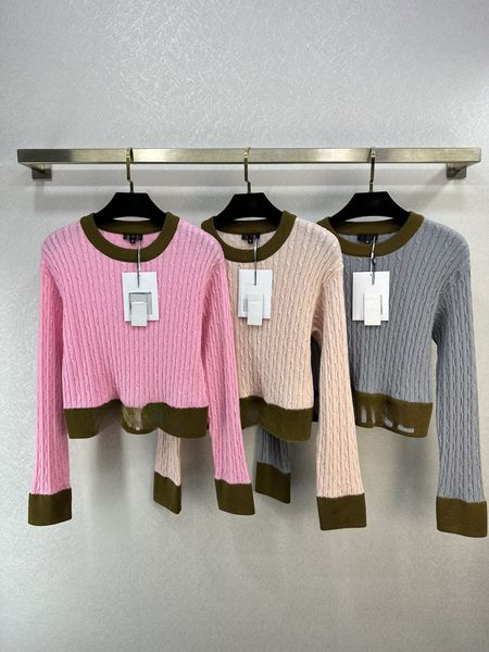Primavera nova técnica de tricô exclusiva com design de borda enrolada suéter de gola virada