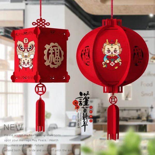 Anno del Drago 2024 Lanterne della Fortuna Eventi del centro commerciale Decorazioni pendenti rosse cinesi 240119