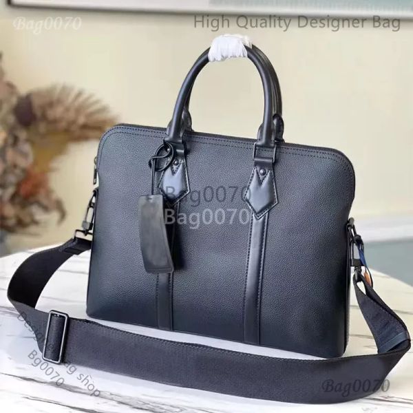 Designer-Tasche, Einkaufstasche, Computer-Tasche, Designer-Laptop-Taschen aus echtem Leder, Brief-Reißverschluss-Kurier mit Namensschildern, multifunktionale Handtasche, Schwarz