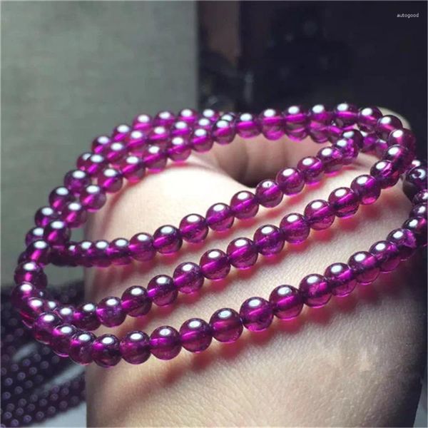 Прядь натурального фиолетового граната, 3 круга, браслет 6 мм, женские редкие ювелирные изделия, красный кристалл, круглая бусина, модная