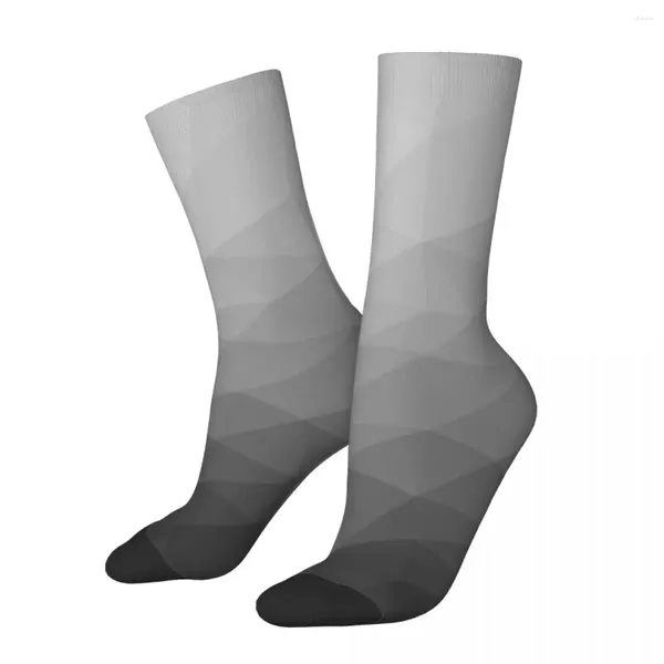 Herrensocken, lustige verrückte Socken für Männer, graues geometrisches Netzmuster, Hip Hop, Vintage-Farbverlauf, bunt, Qualität, bedruckt, für Jungen, Crew