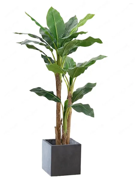 Flores decorativas flor artificial planta verde bananeira interior sala de estar grande decoração biônica ravenala vaso