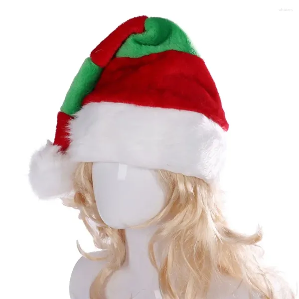 Bérets Joyeux Noël Décoration Chapeau Cadeau Vert Rouge Rayé Père Noël Style Coréen En Peluche