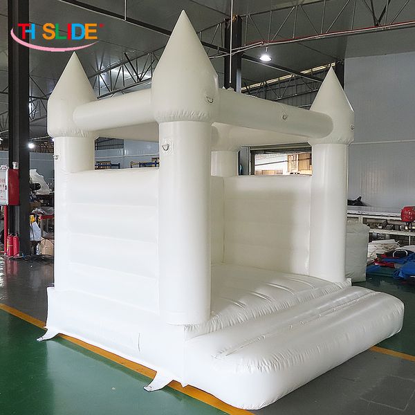 Atividades ao ar livre 4.5x4.5x3mH (15x15x10ft) Com ventilador mini castelo inflável branco/rosa para festa de casamento de brithday